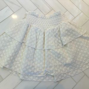 KatieJ NYC White Flower Ruffle Skirt